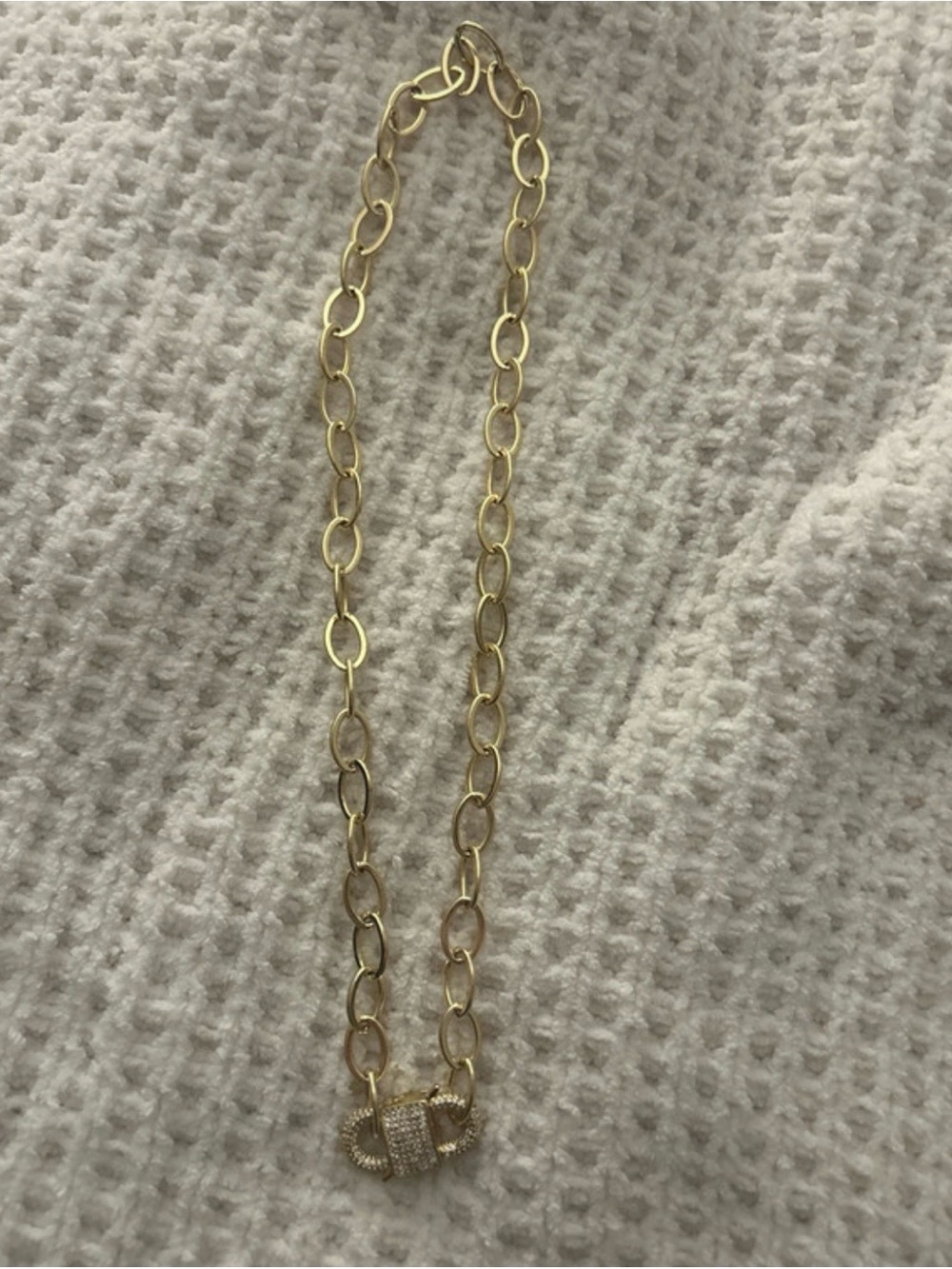 Gold Pavé Link Necklace with Pave Clasp